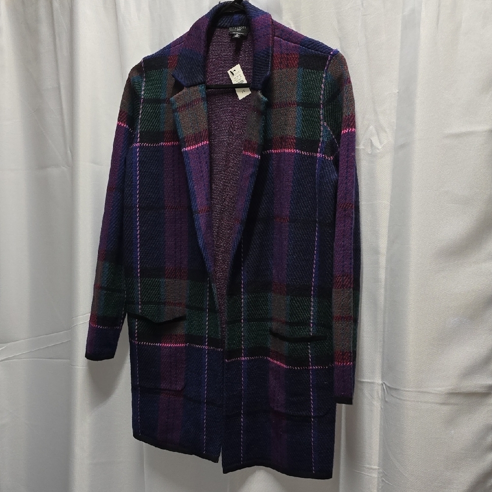 Talbots (Ps) Purple and Green Plaid Blazer Wool Blend (089)